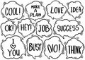 0067 hand drawn background Set of cute speech bubble eith text in doodle style