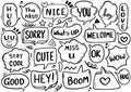 0081 hand drawn background Set of cute speech bubble eith text in doodle style Royalty Free Stock Photo