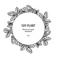 Hand drawn background with soy plant. Vector illustration Royalty Free Stock Photo