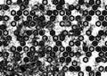 Hand drawn background with tools. Abstract black and white grunge banner with nuts Royalty Free Stock Photo