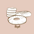 Hand-drawn Bagel bread illustration