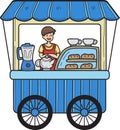 Hand Drawn Bakery Street Food Cart illustration