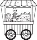 Hand Drawn Bakery Street Food Cart illustration