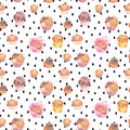 Hand drawn baking muffins seamless pattern