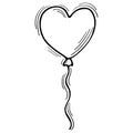 Hand drawn balloon. Birthday, party surprise, Valentine, wedding. Sketch style