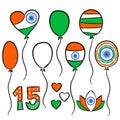 Hand-drawn balloons for Indian Independence Day Royalty Free Stock Photo