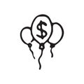 Hand Drawn baloons doodle. Sketch dollar icon. Decoration element. Isolated on white background. Flat design. Vector illustration Royalty Free Stock Photo