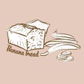 Hand-drawn Banana bread bread illustration
