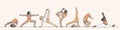 Banner with young women practicing yoga