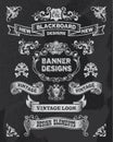 Chalkboard banner and ribbon design set