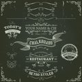 Hand Drawn Banners And Ribbons On Chalkboard Royalty Free Stock Photo