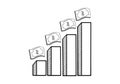 hand drawn bar chart with dollar bills on it Royalty Free Stock Photo