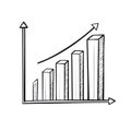 Hand Drawn Bar Graph with Upward Trend Showing Progress and Growth Illustration Royalty Free Stock Photo