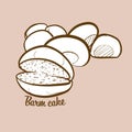 Hand-drawn Barm cake bread illustration Royalty Free Stock Photo