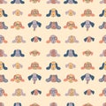 Hand drawn basset hound dog seamless pattern. Animalistic doodle print for T-shirt, textile and fabric. Cute illustration for