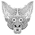 Hand drawn of bat head in zentangle style Royalty Free Stock Photo