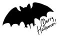 Hand drawn bat silhouette with greeting. Royalty Free Stock Photo