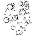 Hand drawn Bath foam soap with bubbles isolated. shampoo and soap foam lather doodle style