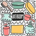 hand drawn bathroom equipment doodle set Royalty Free Stock Photo