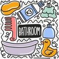 hand drawn bathroom equipment doodle set Royalty Free Stock Photo