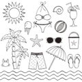 Hand drawn beach set