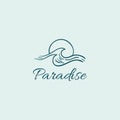 Hand drawn beach surf paradise logo illustration
