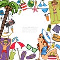 Hand Drawn Beach Vacation Template Royalty Free Stock Photo