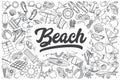 Hand drawn beach vector doodle set. Royalty Free Stock Photo