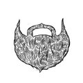 Hand drawn beard. Black color engraving style. Royalty Free Stock Photo