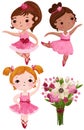 Hand drawn beautiful cute ballerinas Royalty Free Stock Photo