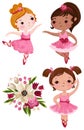 Hand drawn beautiful cute ballerinas Royalty Free Stock Photo