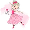 Hand drawn beautiful cute cartoon amazing girl. Royalty Free Stock Photo