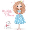 Hand drawn beautiful cute girls on the background with the inscription I love my best friends. Royalty Free Stock Photo