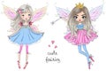 Hand drawn beautiful cute little Christmas angel girl with a flower. Royalty Free Stock Photo