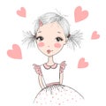 Hand drawn beautiful cute little fairy with a butterfly. Royalty Free Stock Photo