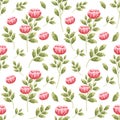 Hand-drawn beautiful summer and spring peony flower bud seamless pattern. Flower and leaf elements for fabric and textile Royalty Free Stock Photo