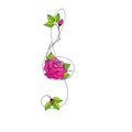 Hand drawn beautiful Treble clef with rose. Royalty Free Stock Photo