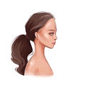Hand drawn beautiful young woman face profile Royalty Free Stock Photo