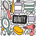 hand drawn beauty doodle set