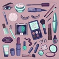 Hand drawn Beauty and makeup icons set