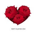 Hand drawn beauty red roses heart. Happy Valentine`s Day greeting card Royalty Free Stock Photo