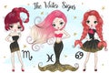 Hand drawn beaytiful cute little scorpio, pisces, cancer water zodiac girl. Royalty Free Stock Photo