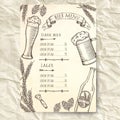 Hand drawn beer menu template.