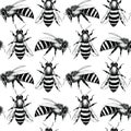 Hand drawn bees pattern