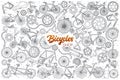 Hand drawn bicycles shop set with lettering Royalty Free Stock Photo