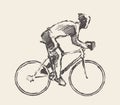 Drawn bicyclist rider man vector sketch bicycle