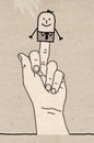 Big hand and cartoon businessman - finger salute