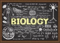 Hand drawn biology on chalkboard. Royalty Free Stock Photo