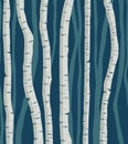 Hand drawn Birches repeated border.