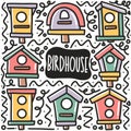 hand drawn bird house doodle set Royalty Free Stock Photo